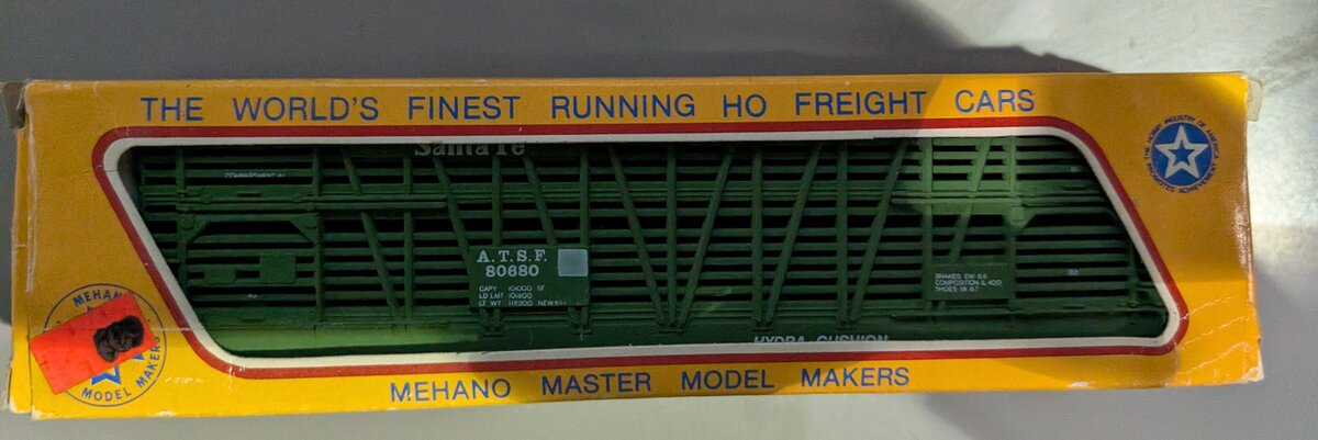 Mehano T072 HO 50' A.T.S.F. Santa Fe Stock Car #80680