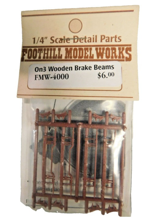 Foothill Model Works FMW-4000 On3 1/4" Scale Wooden Brake Beams Kit