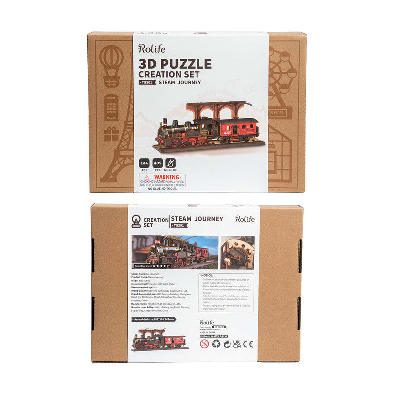 Robotime TGS01 Rolife Steam Journey 3D Wooden Puzzle