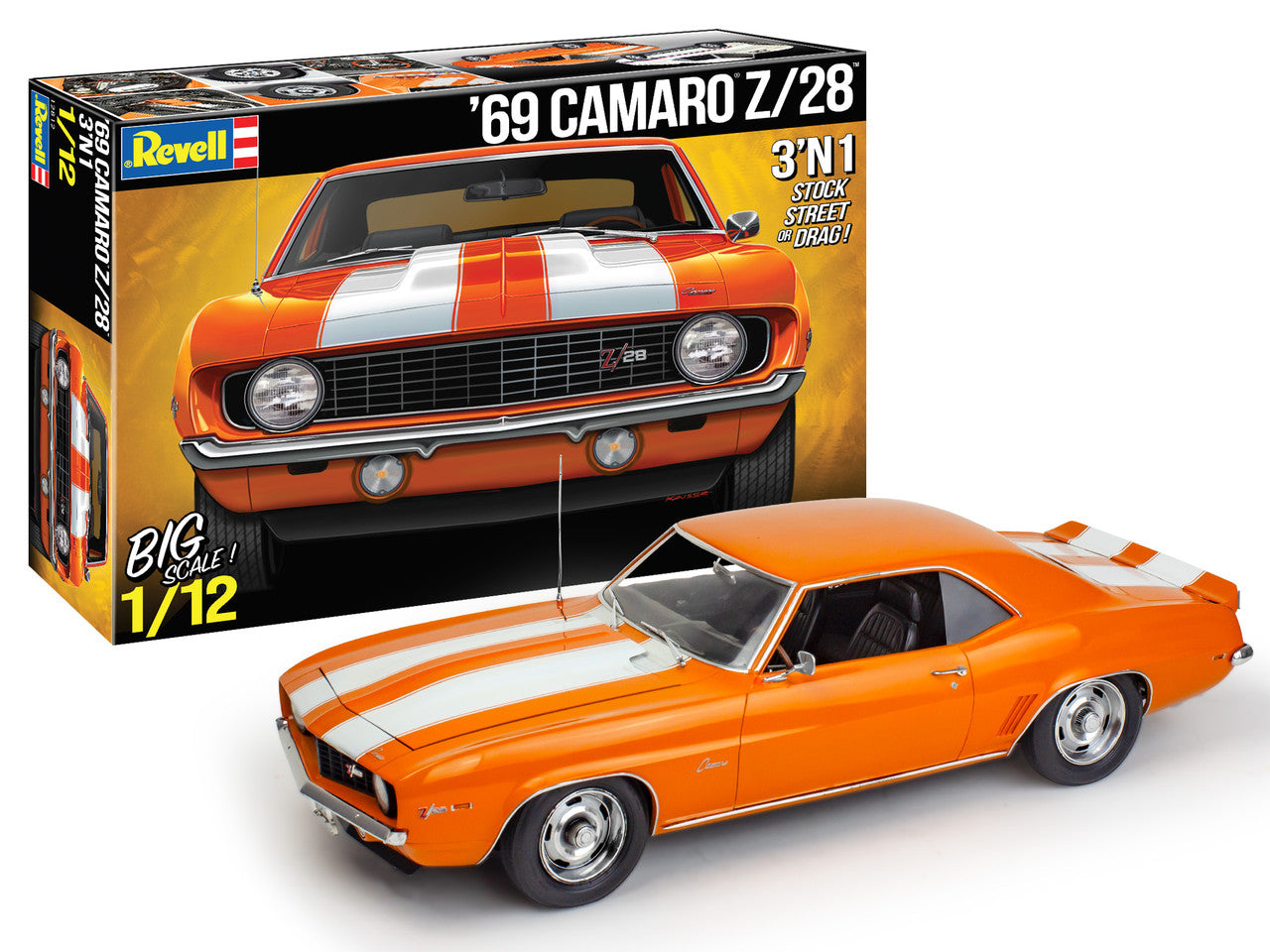 Revell 12812 1:12 1969 Chevrolet Camaro Z/28 3-in-1 Plastic Model Kit