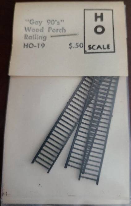 Grandt Line HO-19 HOn3 "Gay 90''s" Wood Porch Railing Plastic Parts (Pack of 3)