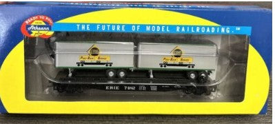 Athearn 92389 HO Scale Erie 50' Flat w/Two 25' Trailers #7482