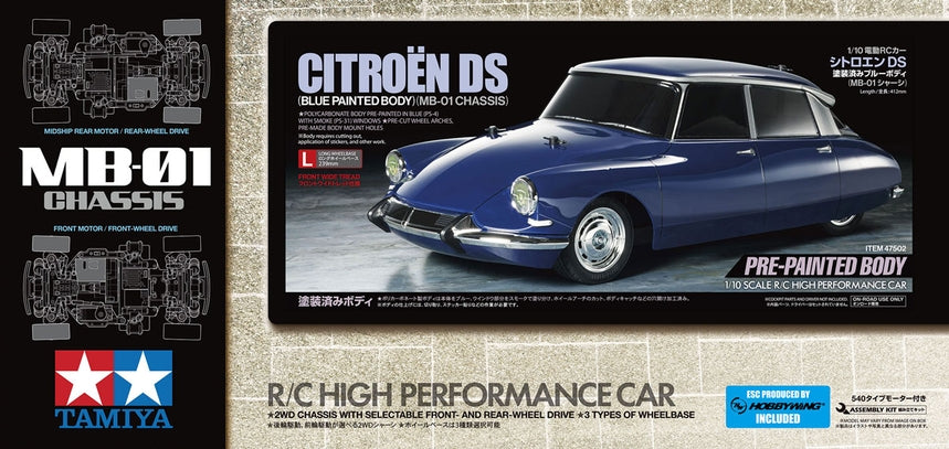 Tamiya 47502 1:10 Citroen DS Mb-01 Blue Painted Body Car Kit