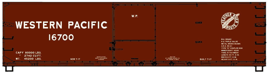 Accurail 81782 HO Western Pacific 40' Double Sheath Wood Boxcar