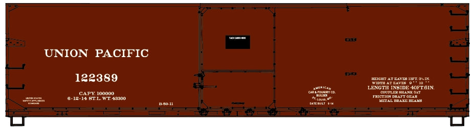 Accurail 81783 HO Union Pacific 40' Double Sheath Wood Boxcar Kit #122389
