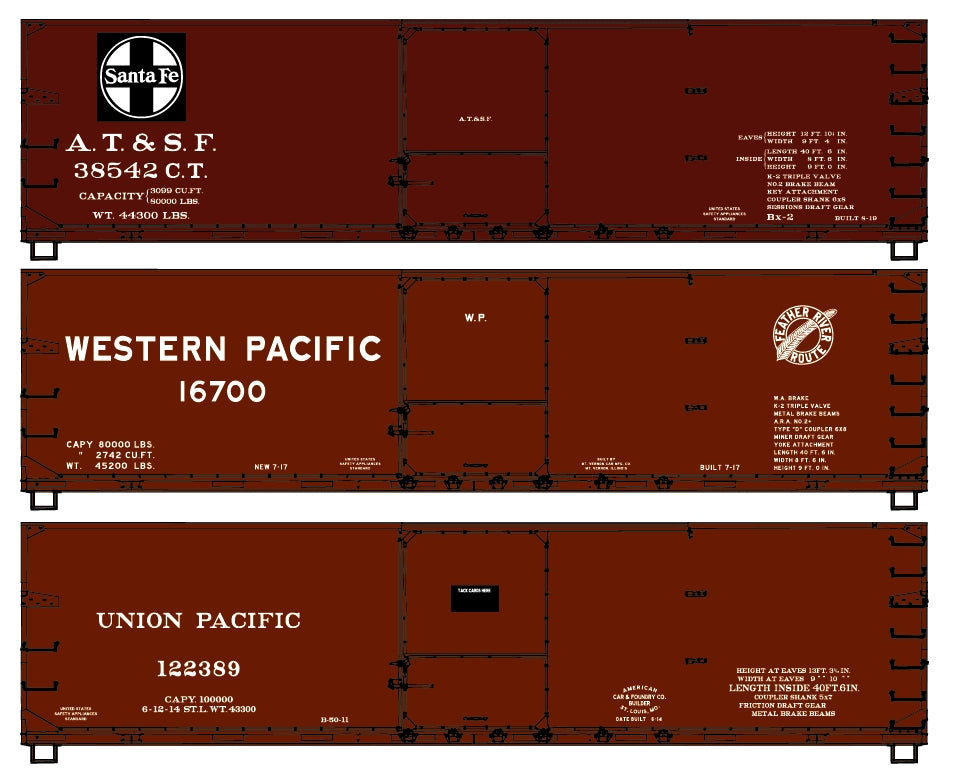 Accurail 8178 HO Western Road 40' Double Sheath Wood Boxcars (Set of 3)