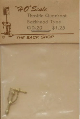The Back Shop CID-20 HO Scale Throttle Quadran Backhead Type Brass Part