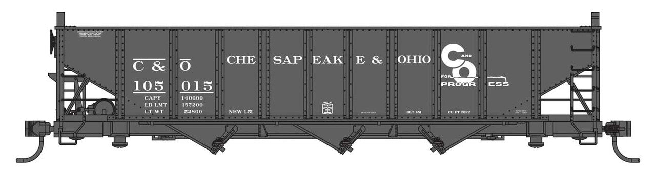 Walthers 910-56711 HO Chesapeake & Ohio 70-Ton AAR 3-Bay Open Hopper #105198