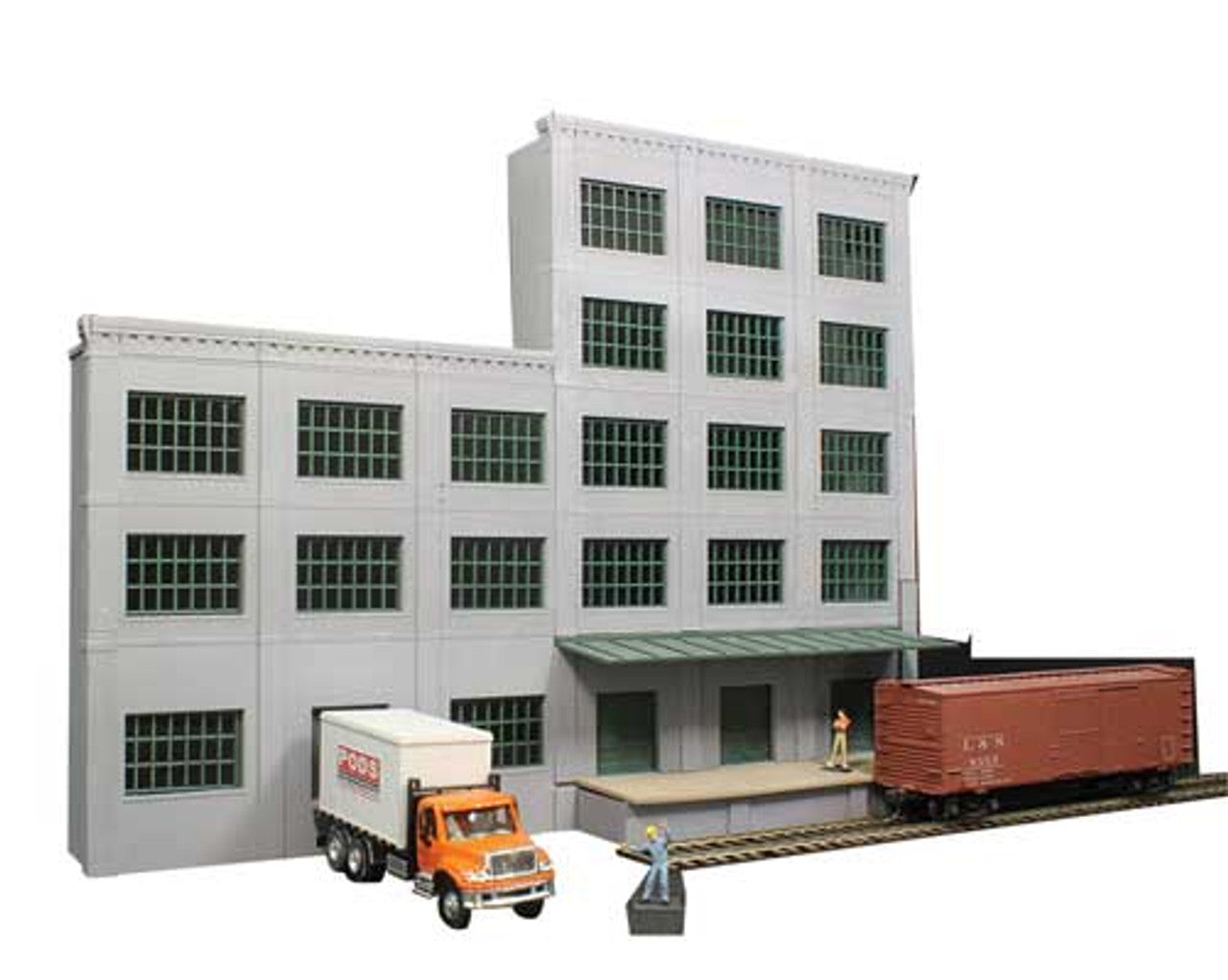 Lunde Studios QBHODH5 HO 5-Story Wall w/Doors & Dock Background Building Kit