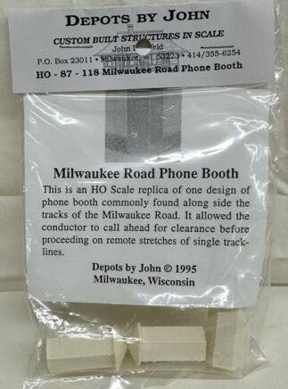Depots By John 87-118 HO Scale Milwaukee Road Phone Booth Resin Undecorated Kit