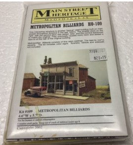 Main Street Heritage 109 HO Scale Metropolitan Billiards Building Kit
