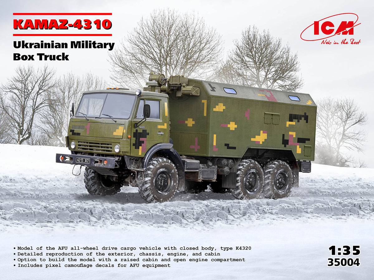 ICM 35004 1:35 KAMAZ-4310 Ukrainian Military Box Truck Plastic Model Kit