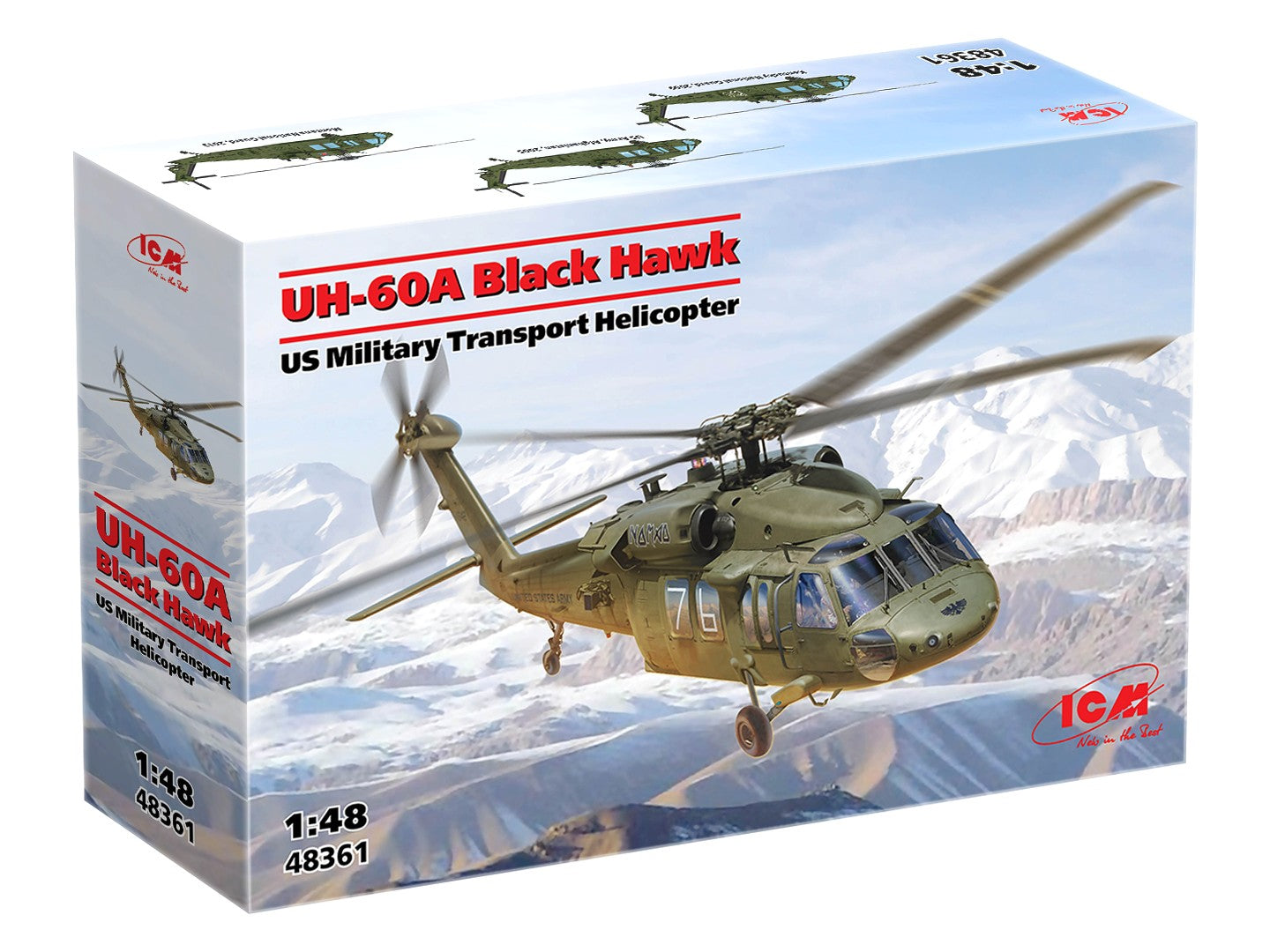 ICM 48361 1:48 UH-60A Black Hawk US Military Transport Helicopter Model Kit