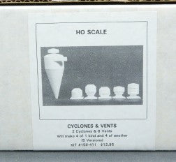BH Models 159-411 HO Scale Cyclones & Vents Plastic Set (5 Versions)