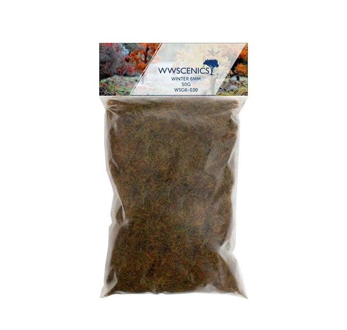 WWScenics WSG6-030 6mm Winter Static Grass - 50 grams