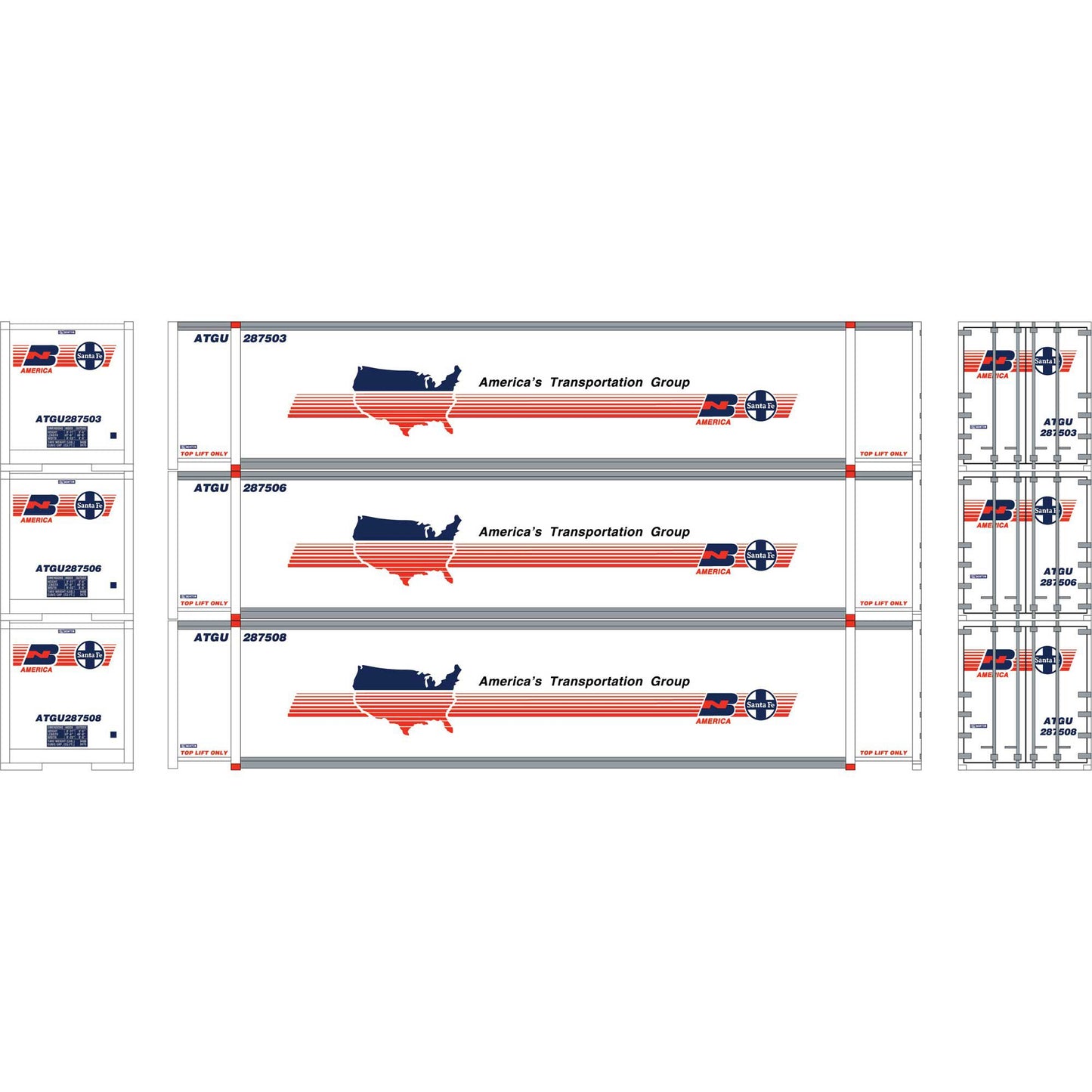 Athearn 19141 HO ATGU 48' Containers #287503, #287506, #287508 (Set of 3)