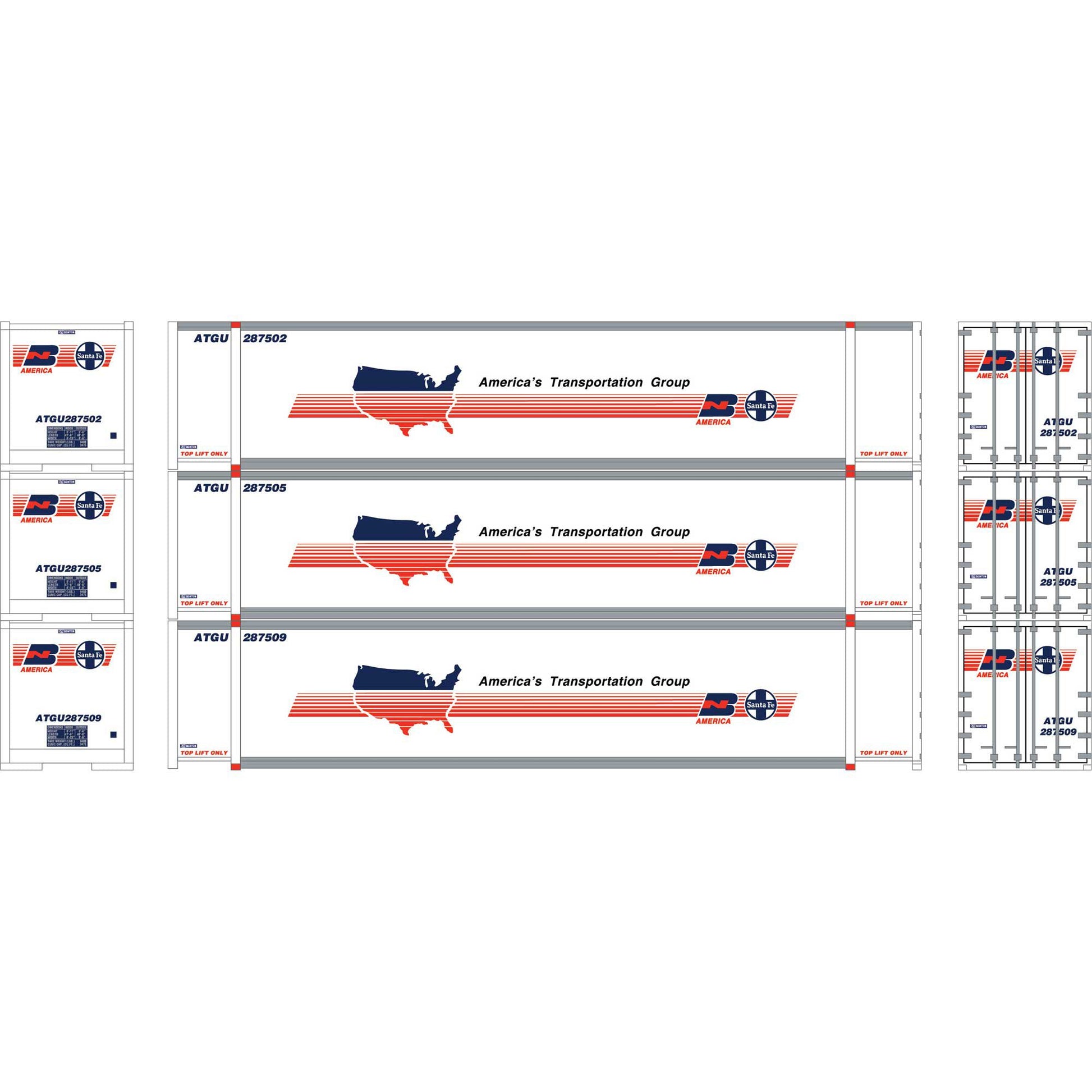 Athearn 19140 HO ATGU 48' Containers #287502, #287505, #287509 (Set of 3)