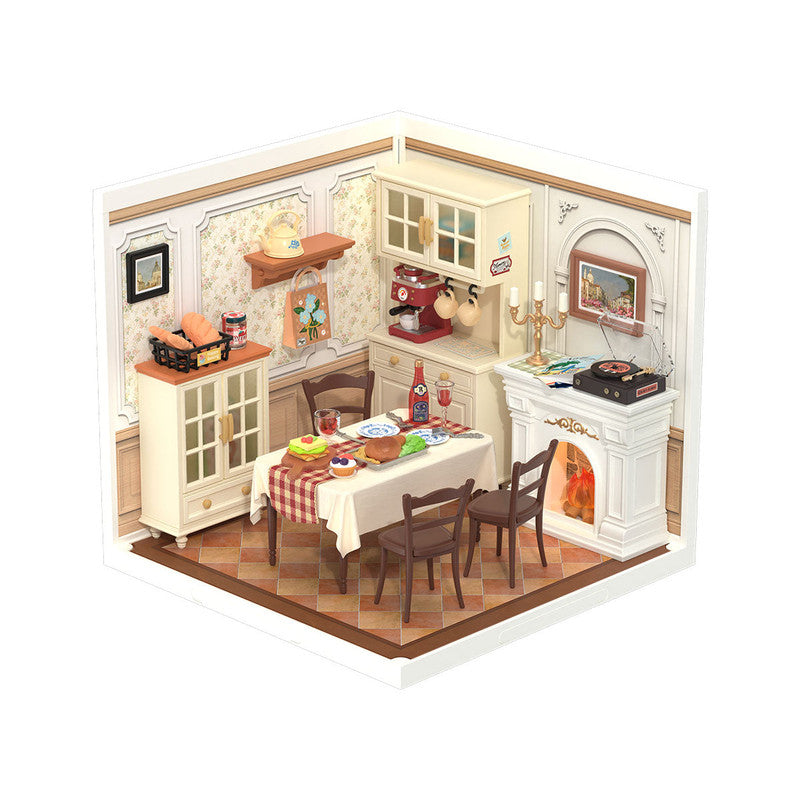 Robotime DW015B Rolife Warm Dining Room Plastic DIY Miniature House
