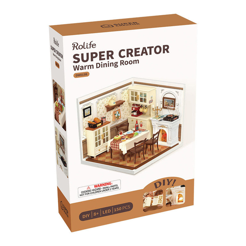 Robotime DW015B Rolife Warm Dining Room Plastic DIY Miniature House