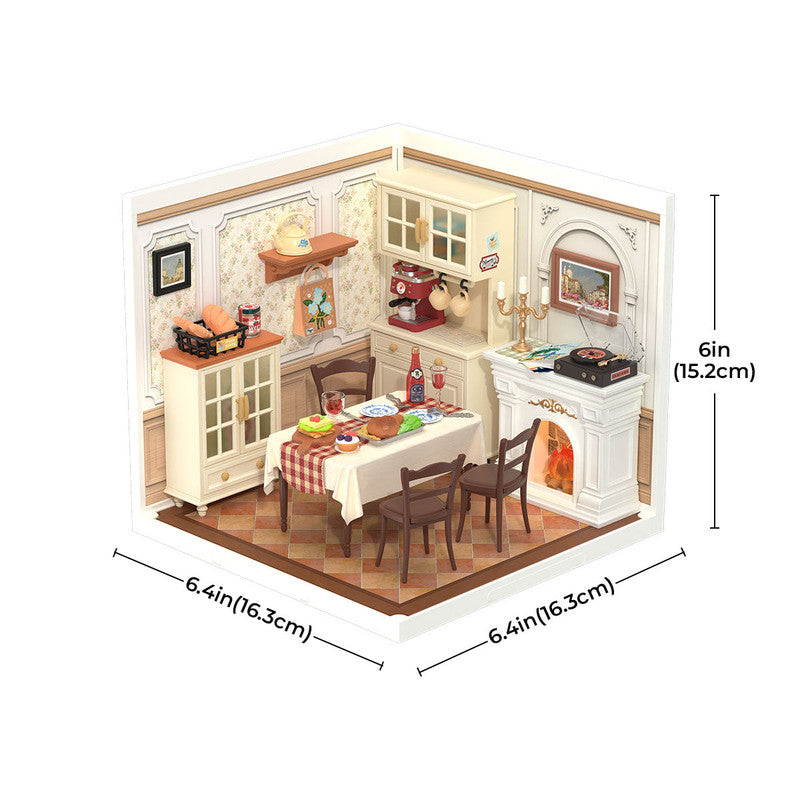 Robotime DW015B Rolife Warm Dining Room Plastic DIY Miniature House