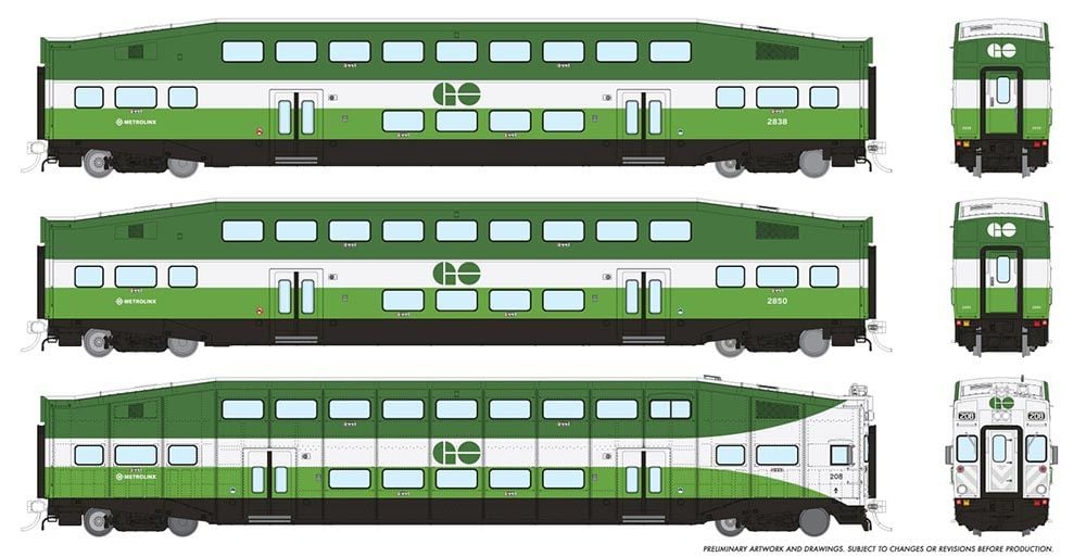 Rapido Trains 146040 HO GO Transit/MX BiLevel Commuter Car #1 (Set of 3)