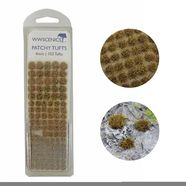 WWScenics W3T-PA4 4mm Self-Adhesive Patchy Grass Tufts (Set of 103)