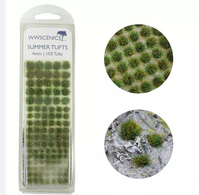 WWScenics W3T-SU4 4mm Summer Self-Adhesive Static Grass Tufts (Pack of 103)