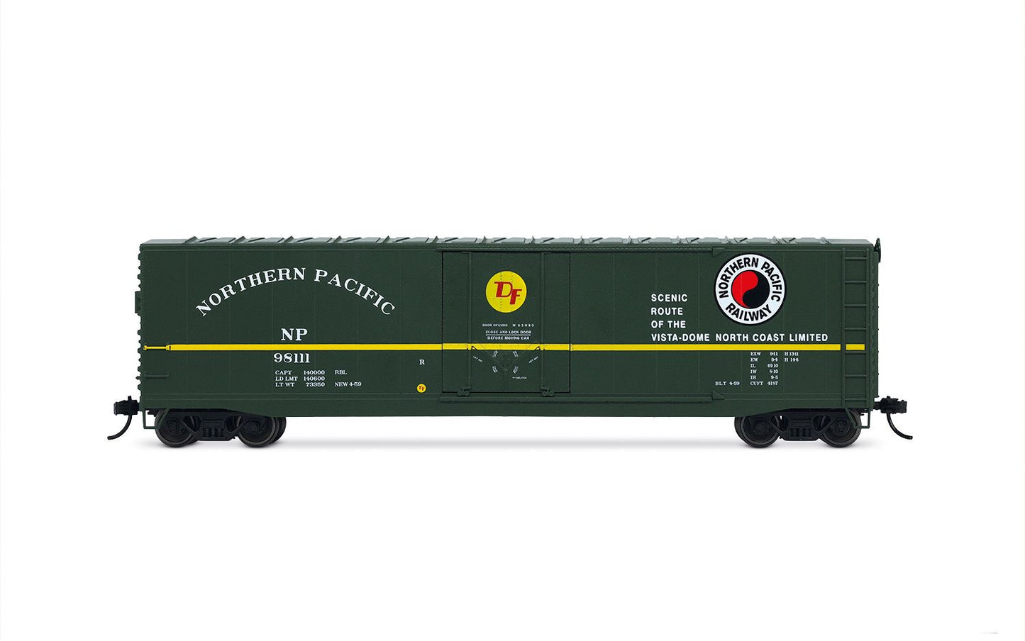Rivarossi HR6665A HO Northern Pacific 50' Plug-Door Boxcar, No Roofwalk #98111