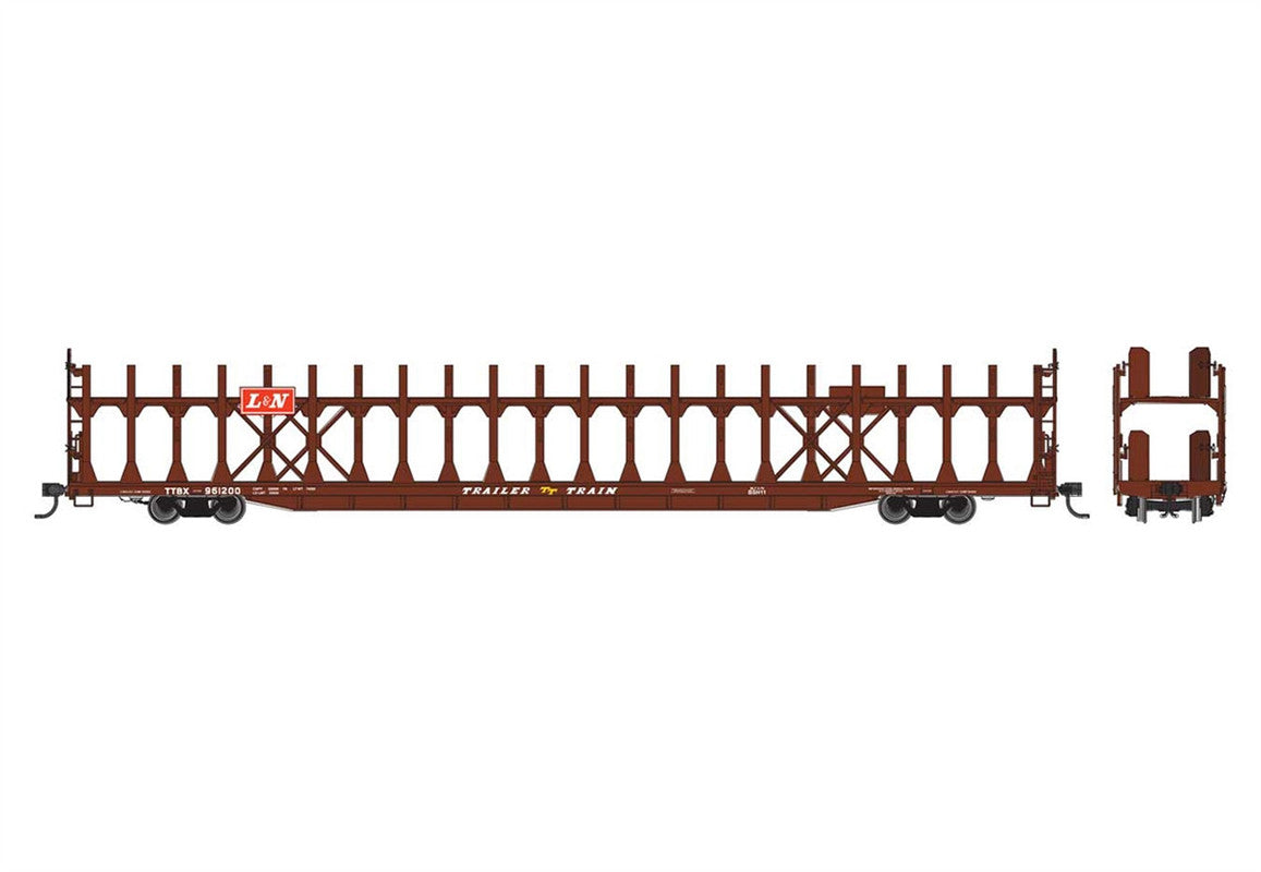 Walthers 910-8044 HO L&N RTR 89' Flatcar w/Bi-Level Open Auto Rack #961206