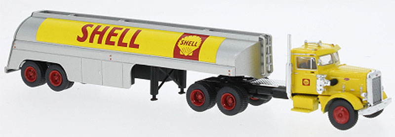 Brekina Automodelle 85762 HO Shell - 1955 Peterbilt 281 with Tanker Tailer