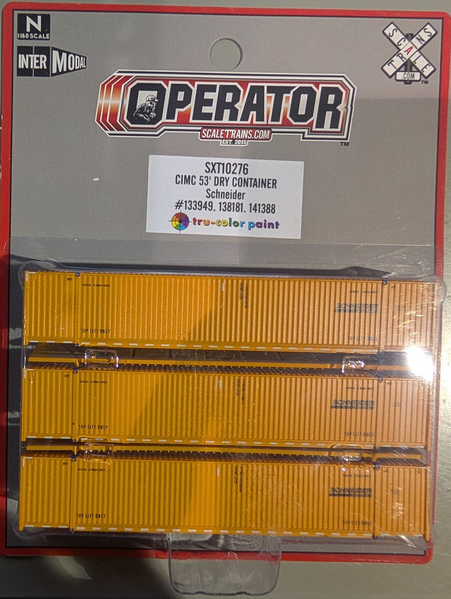 Scale Trains SXT10276 N Scale Schneider CIMC 53' Dry Container (Pack of 3)