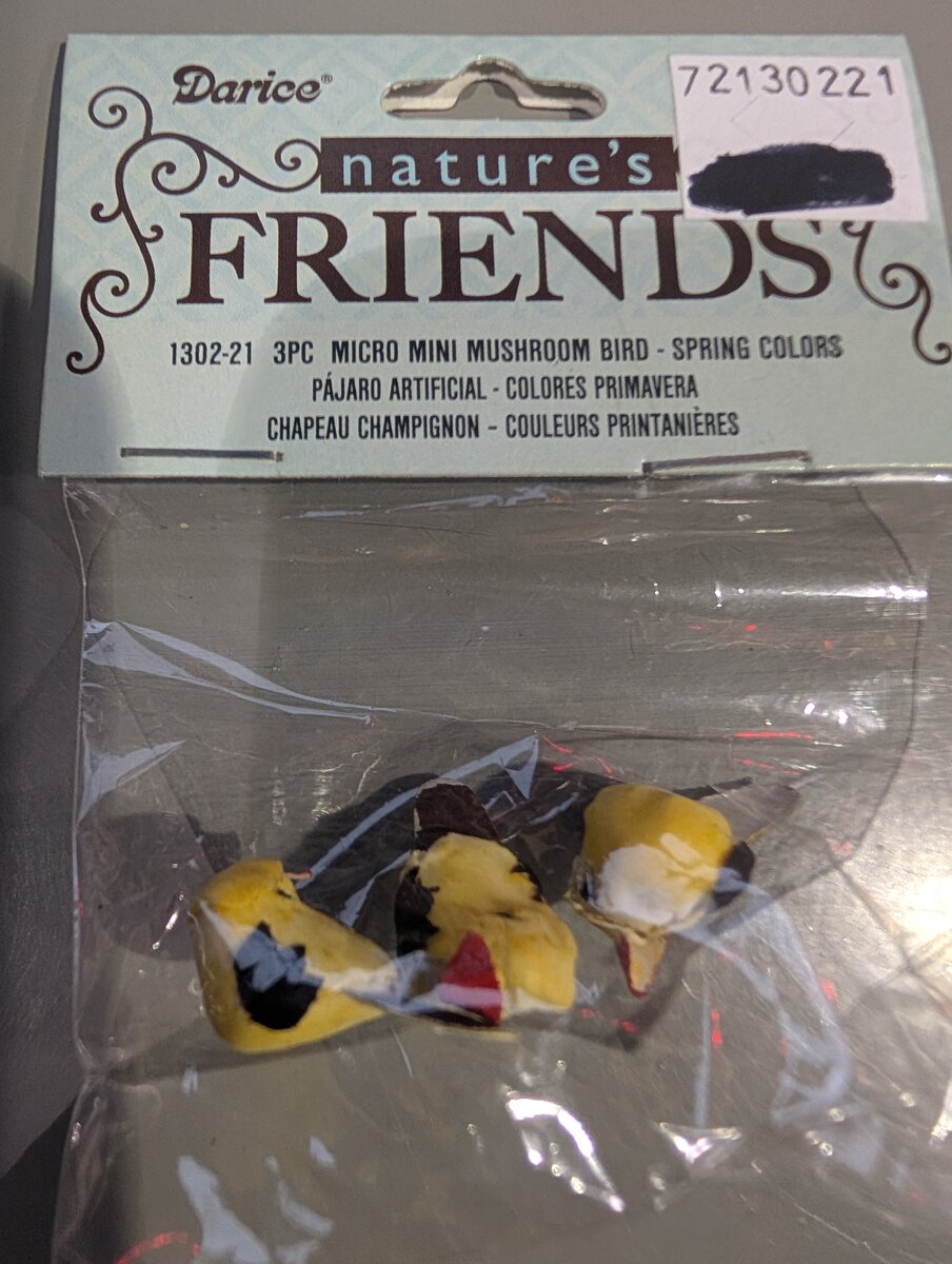 Darice 1302-21 Micro Mini Mushroom Bird Spring Colors (Pack of 3)