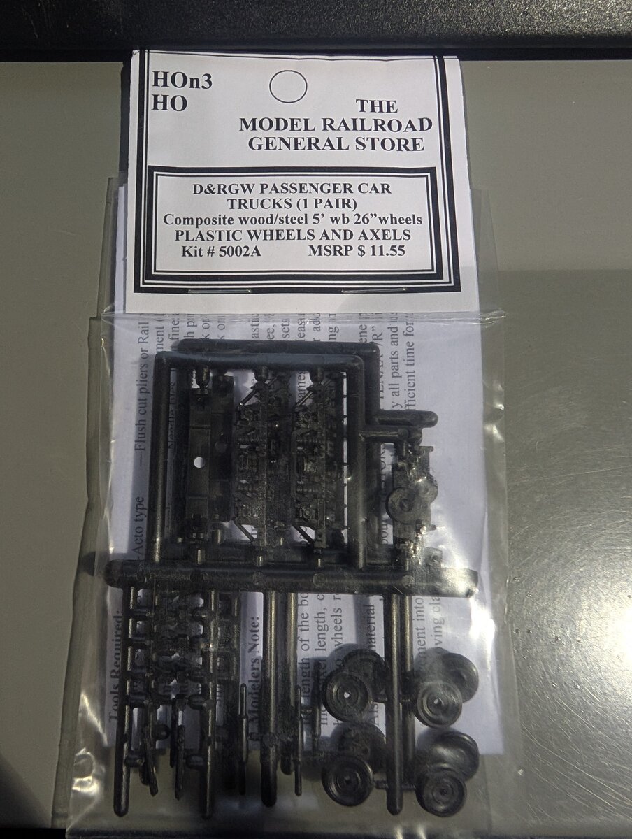The Model Railroad General Store 5002A HO D&RGW Passenger Car Trucks (1 Pair)