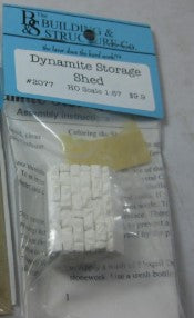 The Building & Structure 2077 HO Undecorated Dynamite Storage Shed Kit
