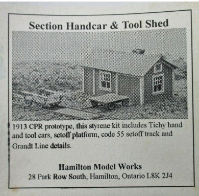 Hamilton Model Works 2001 HO Section Handcar & Tool Shed Building Kit