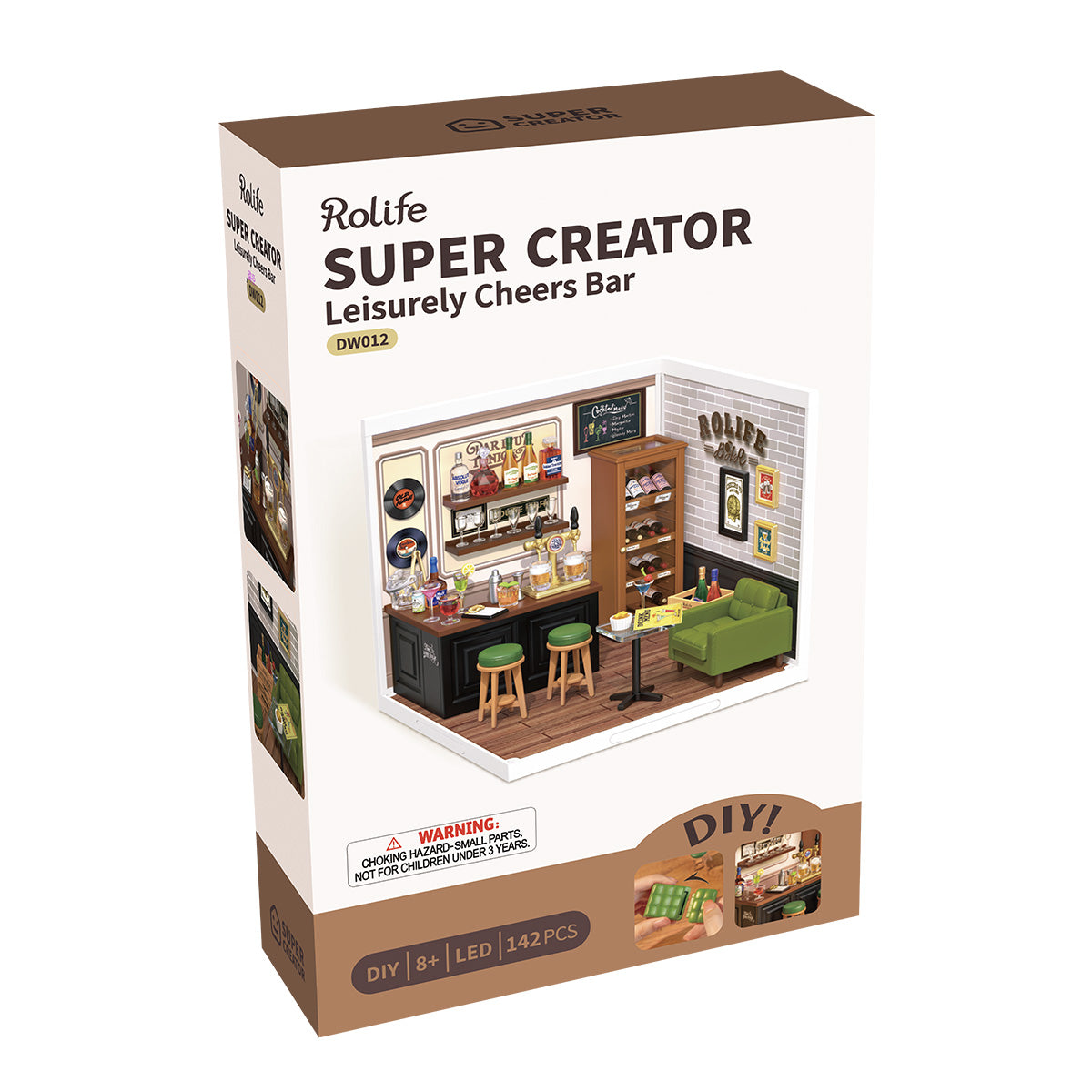 Robotime DW012 Rolife Leisurely Cheers Bar DIY Plastic Miniature House