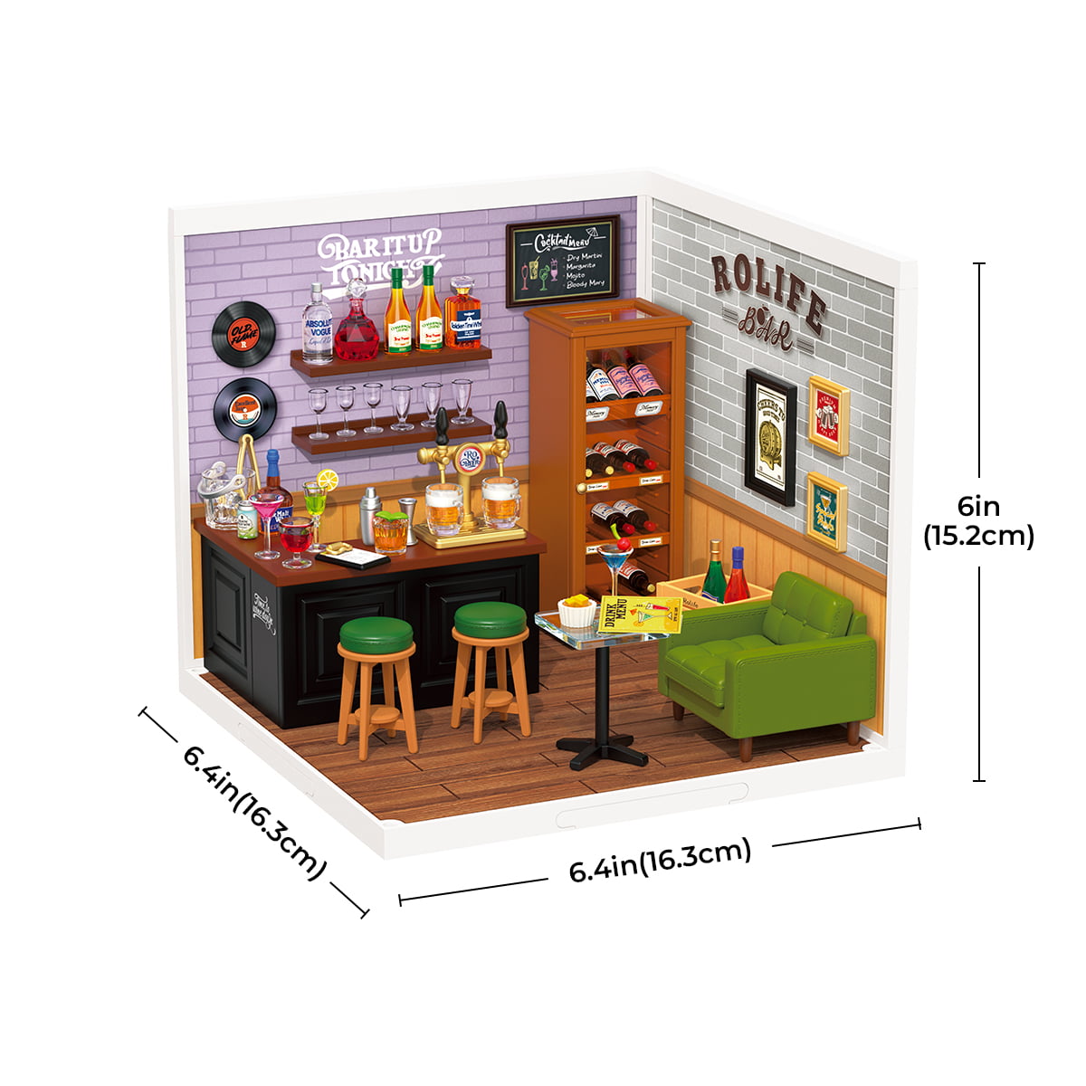 Robotime DW012 Rolife Leisurely Cheers Bar DIY Plastic Miniature House