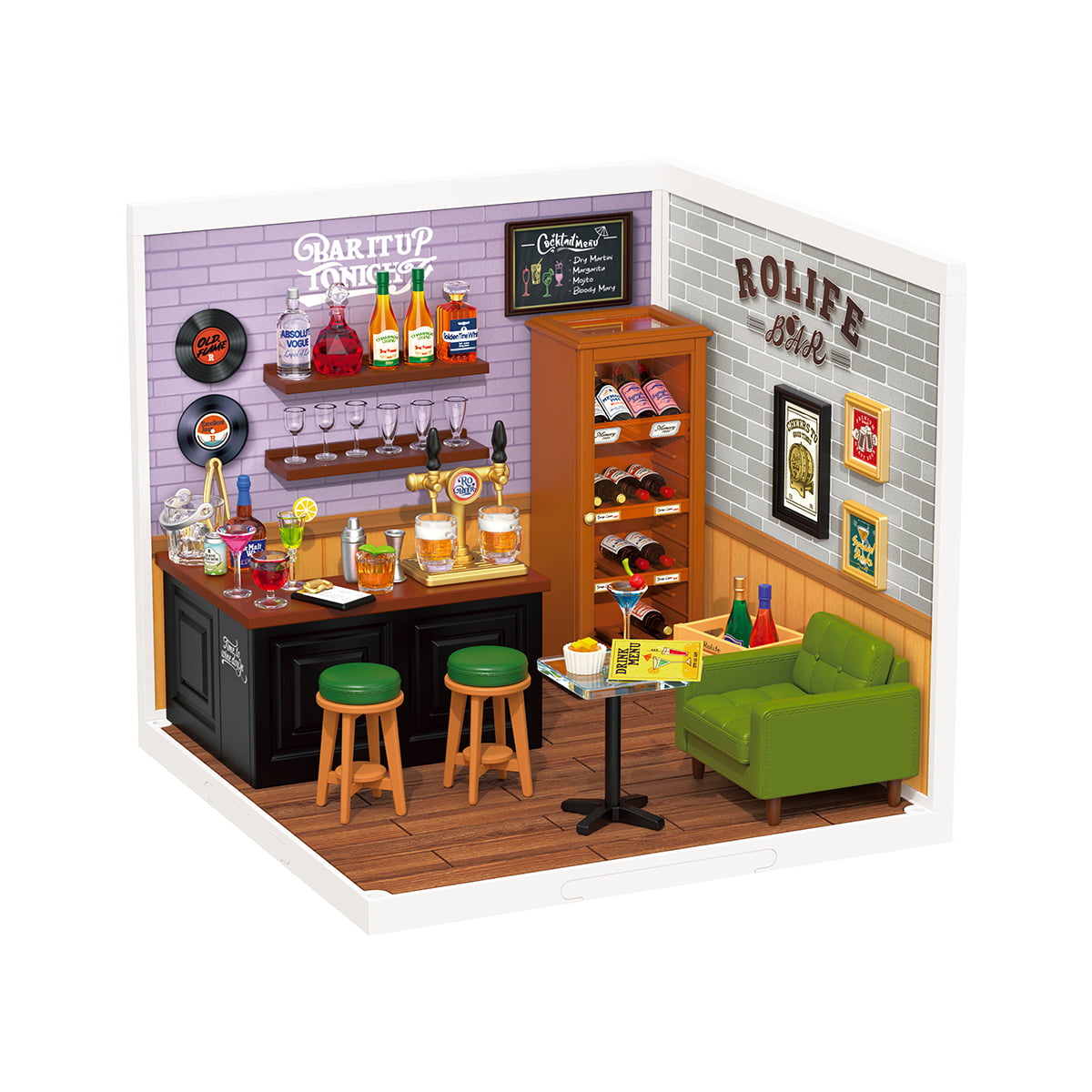 Robotime DW012 Rolife Leisurely Cheers Bar DIY Plastic Miniature House