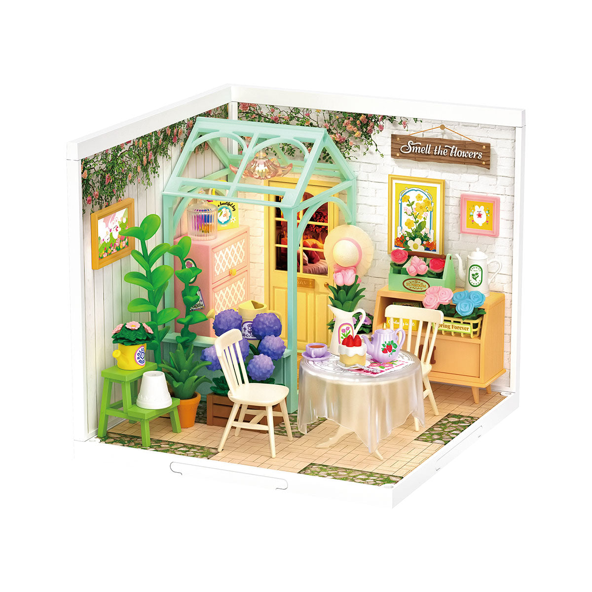Robotime DW013B Rolife Blooming Tea Garden DIY Plastic Miniature House