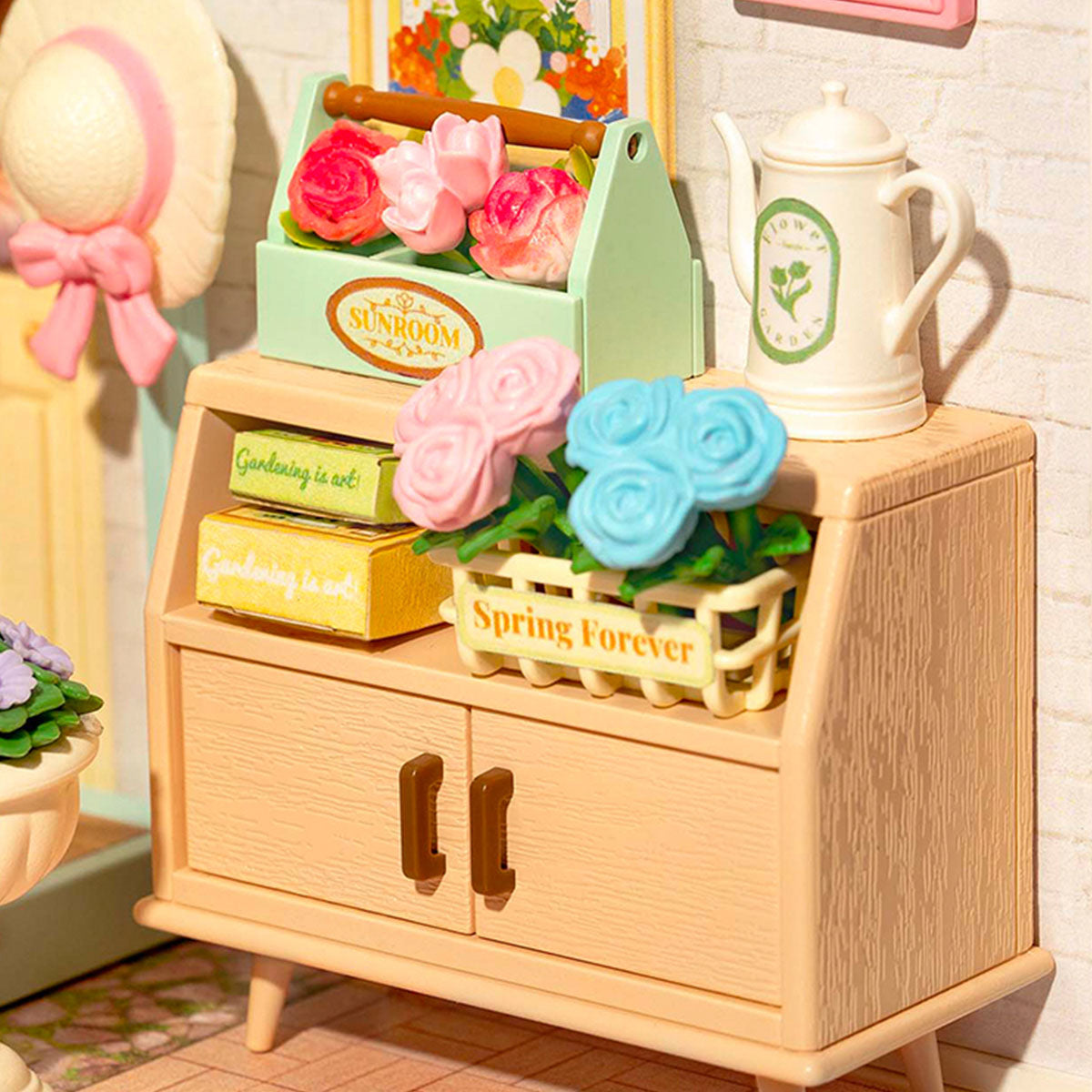 Robotime DW013B Rolife Blooming Tea Garden DIY Plastic Miniature House