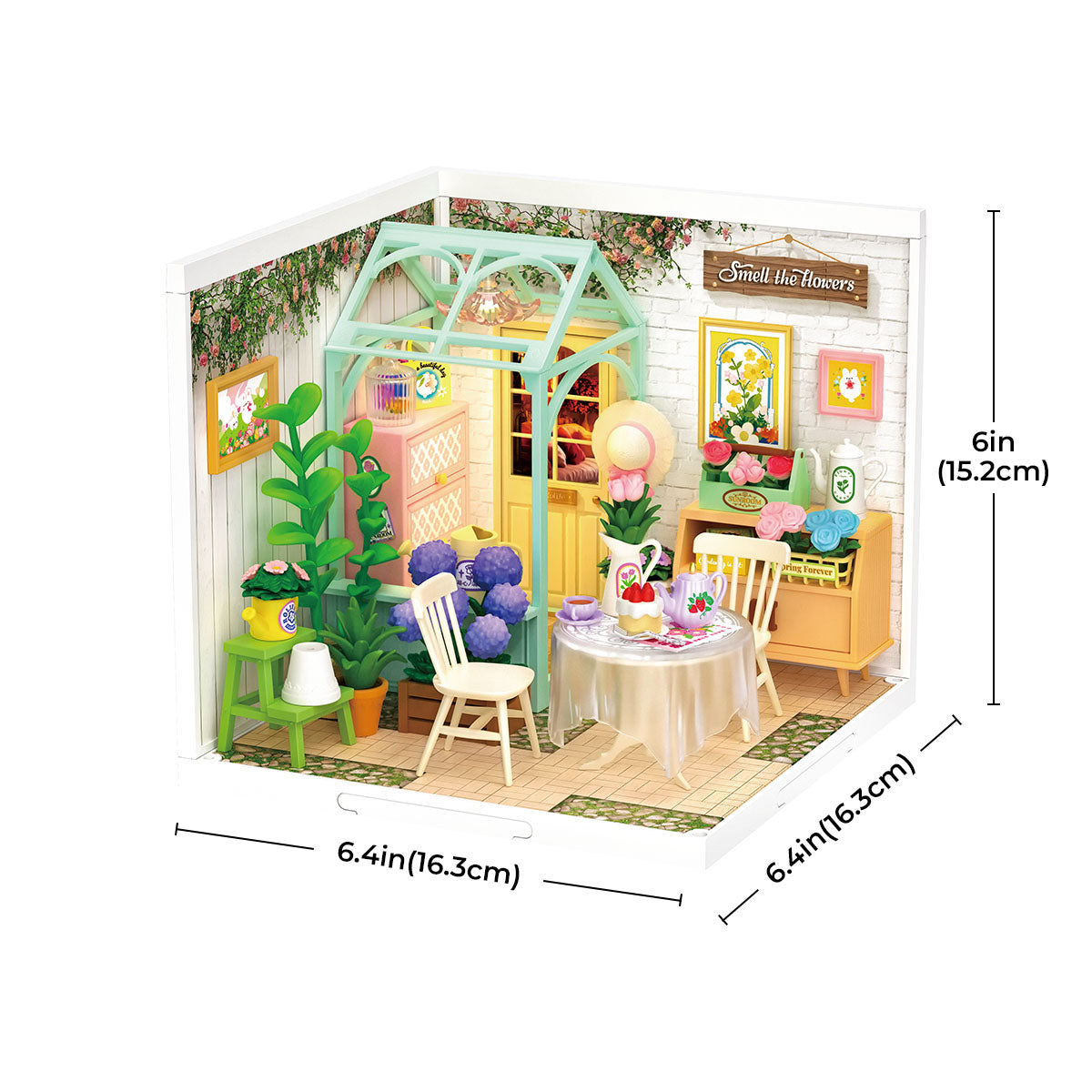 Robotime DW013B Rolife Blooming Tea Garden DIY Plastic Miniature House