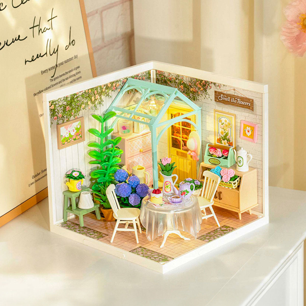 Robotime DW013B Rolife Blooming Tea Garden DIY Plastic Miniature House
