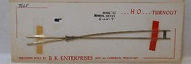 B.K. Enterprises 766P HO Scale Code 70 Nickel Silver Left Hand Turnout