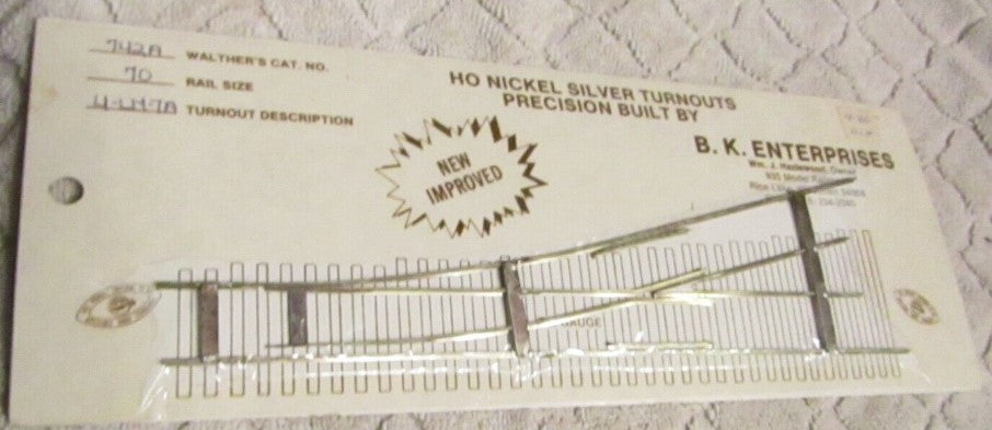 BK Enterprises 742A HO Code 70 #4 Left Hand Nickel Silver Turnout