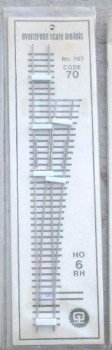 Evergreen Scale Models 707 Code 70 No. 6 Right Hand Nickel Silver Turnout Kit
