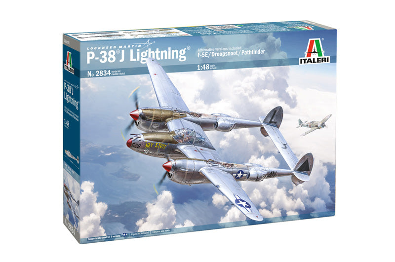 Italeri 2834 1:48 Lockheed P-38 J Lightning Aircraft Plastic Model Kit