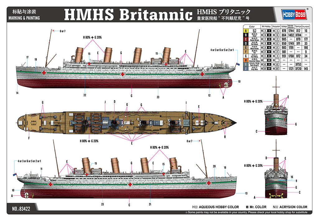 Hobby Boss 83422 1:700 HMHS Britannic Warship Plastic Model Kit