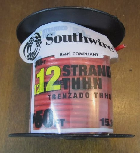 Acme 65044701 Southwire 12 Stranded THHN Red 50 Feet 15.24 m Roll