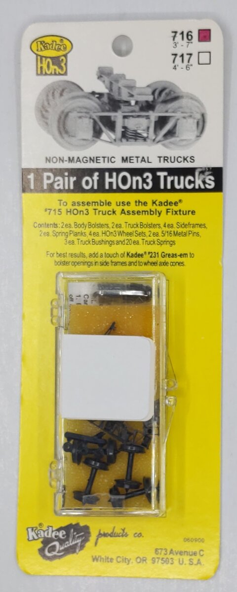 Kadee 716 HOn3 Scale Non-Magnetic Metal Trucks One Pair Kit