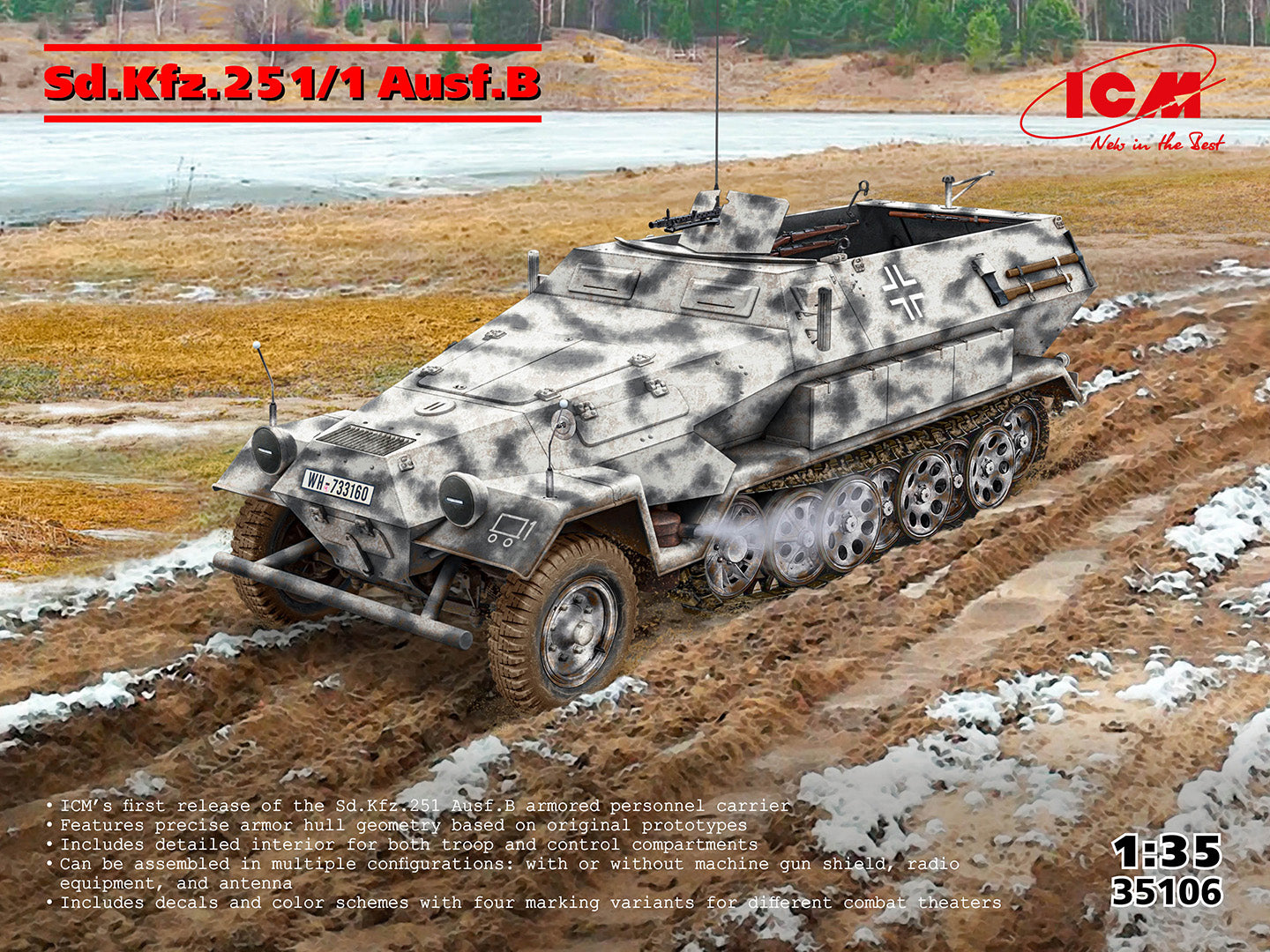 ICM 35106 1:35 Sd.Kfz.251/1 Ausf.B Vehicle Plastic Model Kit